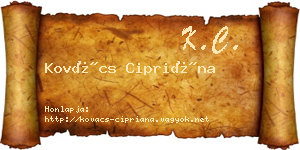 Kovács Cipriána névjegykártya