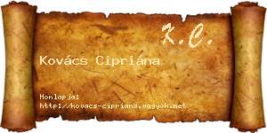 Kovács Cipriána névjegykártya